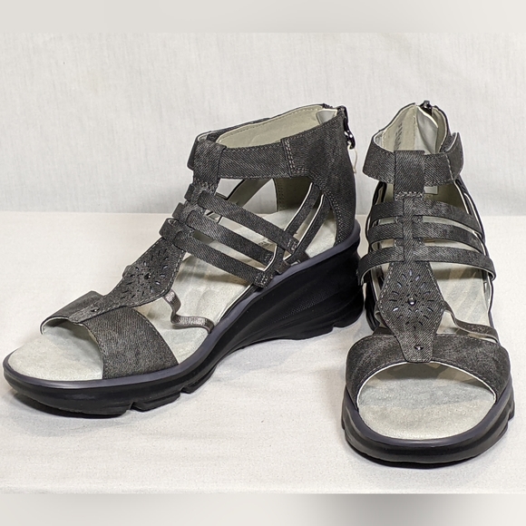 NEW JBU by Jambu Wedge Sandal breathable sexy staps Sz 8 grey - Picture 2 of 5